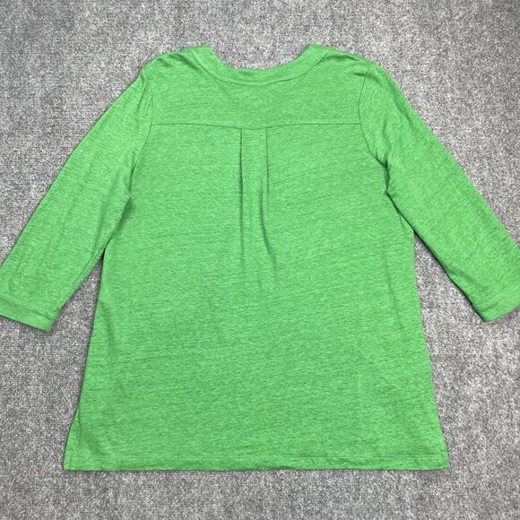 Chicos Tunic Top Womens Large 100% Linen Embroidered Sequined 3/4 Sleeve Green - Picture 3 of 11